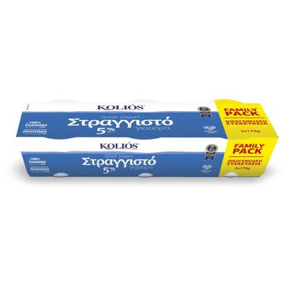 Εικόνα της ΚΟΛΙΟΣ ΓΙΑΟΥΡΤΙ ΣΤΡΑΓΓΙΣΤΟ 5% 170G(3ΤΕΜ.)